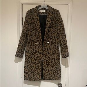 Kendall & Kylie Leopard Print Trench Coat - Brown/Black